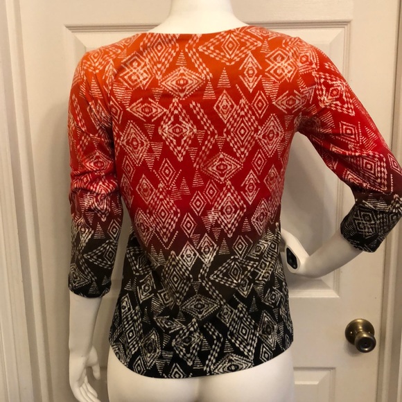 Ruby Rd. Favorites pullover beaded Aztec size small blouse 3/4 length sleeve - Picture 7 of 12